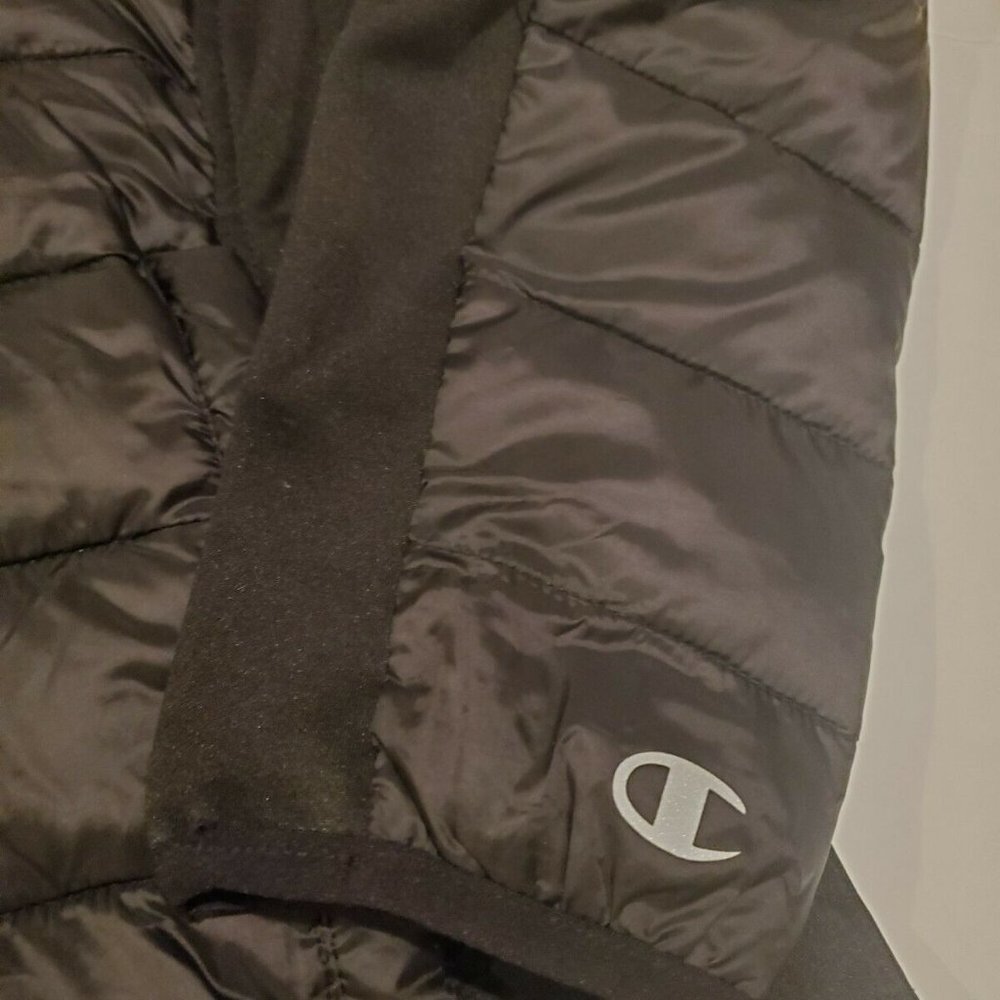 Champion Authentic Hoodie Puffy Black Jacket - Picture 6 of 8